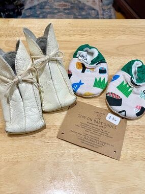 Two pairs of Baby Barefoot Shoes - Leather Pedi Bares & Handmade 6-12 months